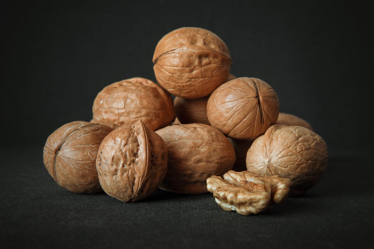 Walnuts on a light background